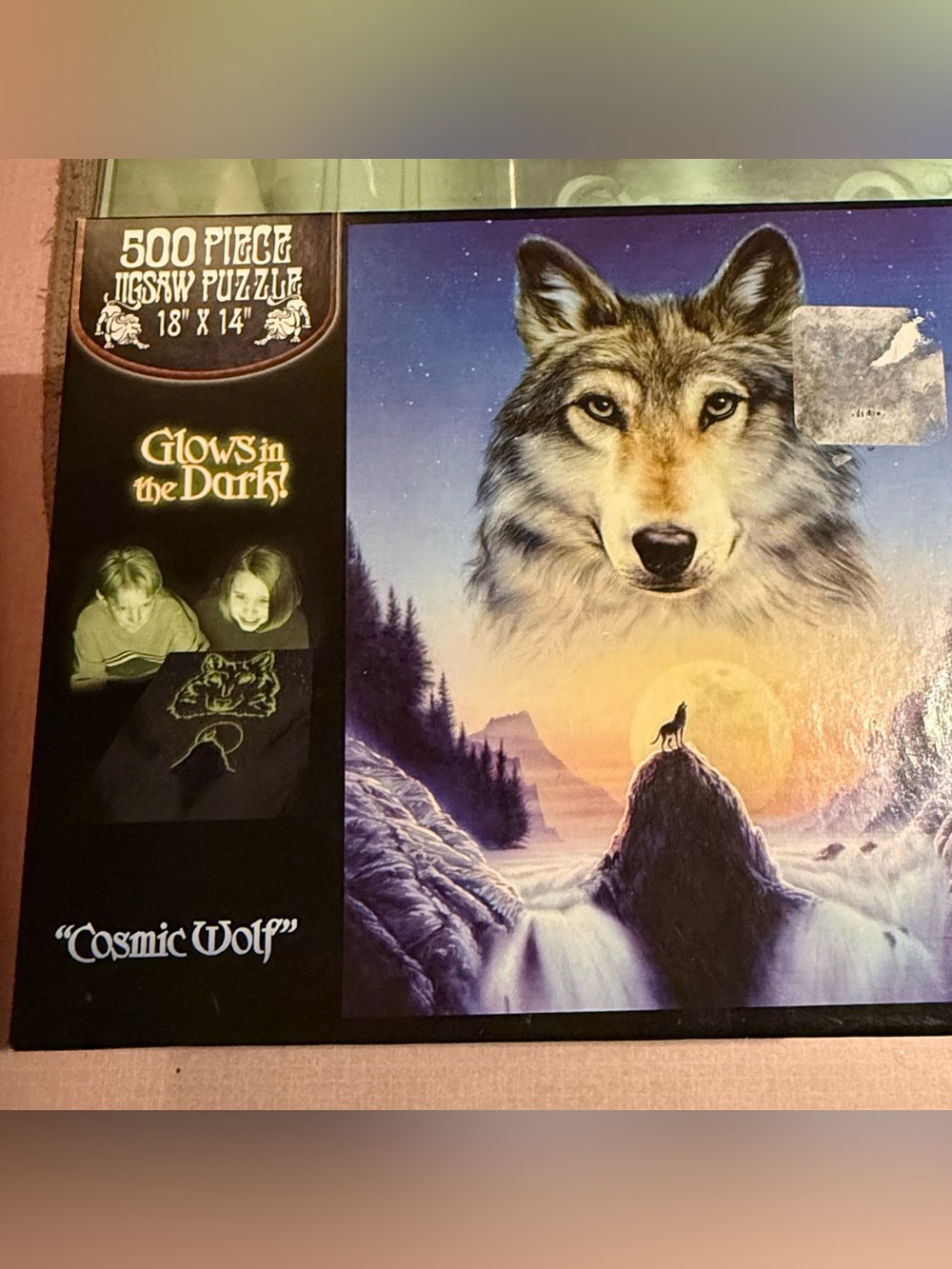 Sealed Box Glow-in-the-Dark Wolf Jigsaw Puzzle - Cosmic Wolf - 500 Piece